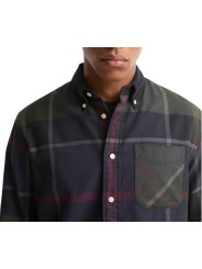 Chemise tartan shadow navy vert col velours Dunon Barbour homme MSH 5901 TN43 boutique Strasbourg vêtement store mode détail