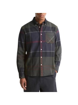 Chemise tartan shadow navy vert col velours Dunon Barbour homme MSH 5901 TN43 boutique Strasbourg vêtement store mode front