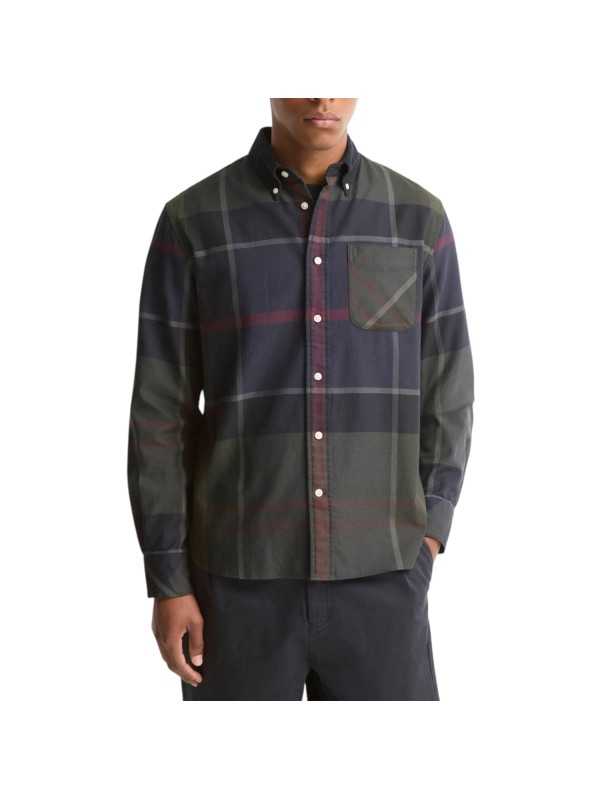 Chemise tartan shadow navy vert col velours Dunon Barbour homme MSH 5901 TN43 boutique Strasbourg vêtement store mode front