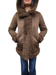 MANTEAU ECO MOUTON REVERSIBLE CHOCO W26571 80 RRD FEMME Jacket Concept Store Strasbourg. face 1