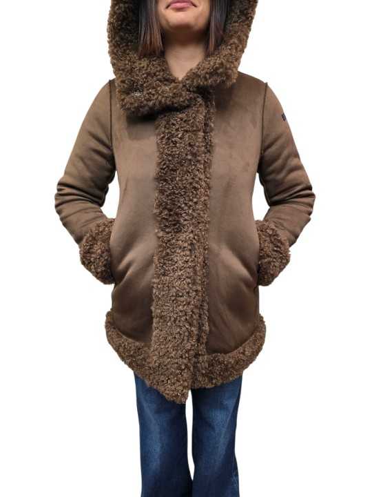MANTEAU ECO MOUTON REVERSIBLE CHOCO W26571 80 RRD FEMME Jacket Concept Store Strasbourg. face 1