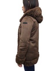 MANTEAU ECO MOUTON REVERSIBLE CHOCO W26571 80 RRD FEMME Jacket Concept Store Strasbourg. côté