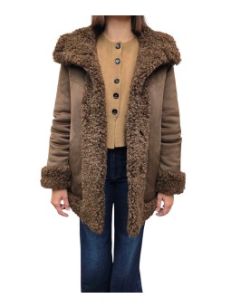 MANTEAU ECO MOUTON REVERSIBLE CHOCO W26571 80 RRD FEMME Jacket Concept Store Strasbourg. face