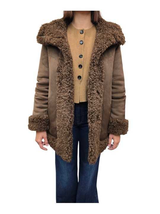MANTEAU ECO MOUTON REVERSIBLE CHOCO W26571 80 RRD FEMME Jacket Concept Store Strasbourg. face