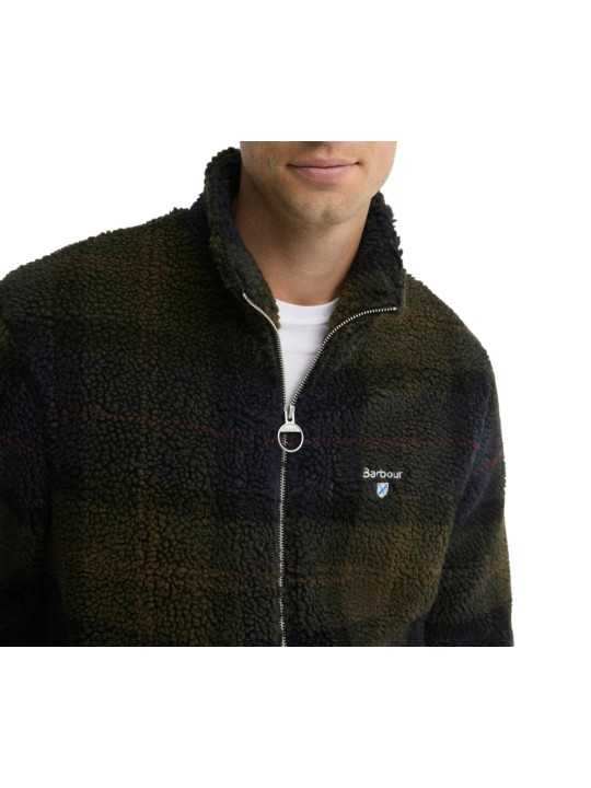 BLOUSON BOUCLETTE FLEECE NAVY VERT SHADOW TARTAN MFL 0187 TN43 BARBOUR HOMME boutique Strasbourg shop online store veste détail