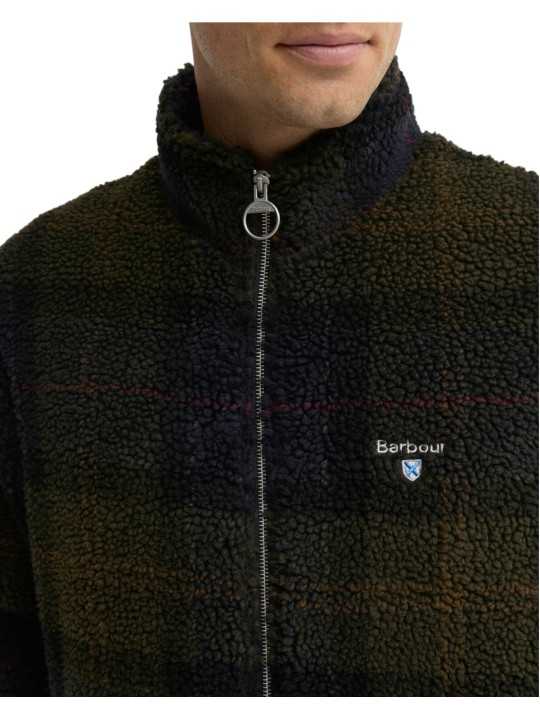 BLOUSON BOUCLETTE FLEECE NAVY VERT SHADOW TARTAN MFL 0187 TN43 BARBOUR HOMME boutique Strasbourg shop online store veste zoom