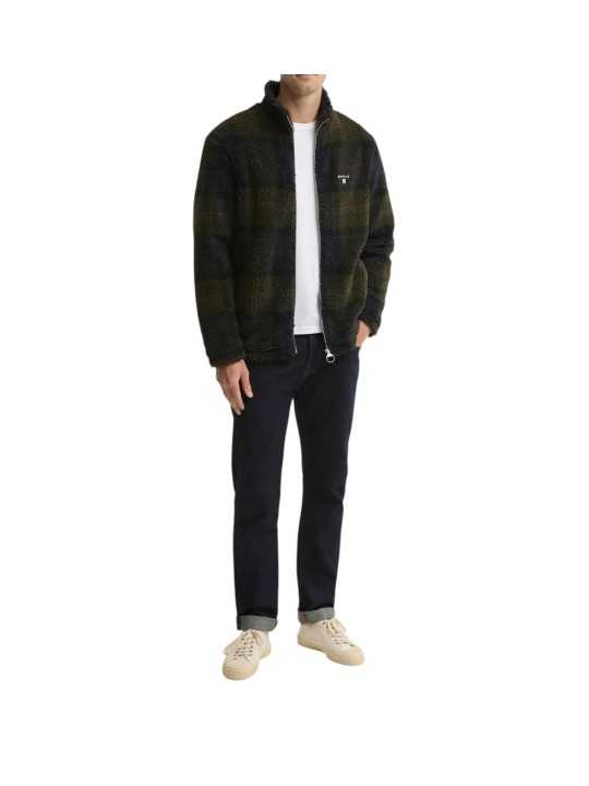 BLOUSON BOUCLETTE FLEECE NAVY VERT SHADOW TARTAN MFL 0187 TN43 BARBOUR HOMME boutique Strasbourg shop online store veste look