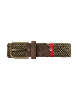Ceinture tressée Scotland Mono Taupe olive La Boucle mixte B10-100273 focus