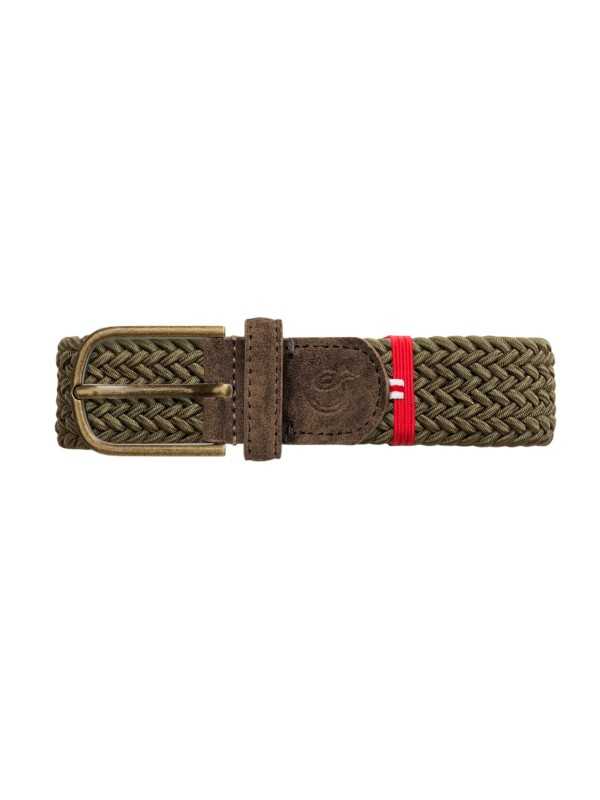 Ceinture tressée Scotland Mono Taupe olive La Boucle mixte B10-100273 focus