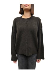 Pull col rond large over yack choco Isabel Benenato Femme DK13 08 boutique Strasbourg vêtement mode store