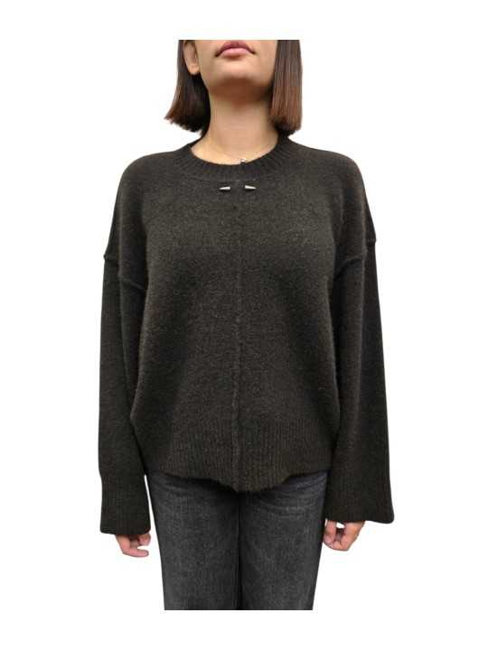 Pull col rond large over yack choco Isabel Benenato Femme DK13 08 boutique Strasbourg vêtement mode store