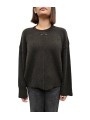 Pull col rond large over yack choco Isabel Benenato Femme DK13 08 boutique Strasbourg vêtement mode store