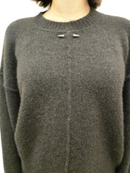 Pull col rond large over yack choco Isabel Benenato Femme DK13 08 boutique Strasbourg vêtement mode store détail