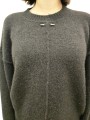 Pull col rond large over yack choco Isabel Benenato Femme DK13 08 boutique Strasbourg vêtement mode store détail