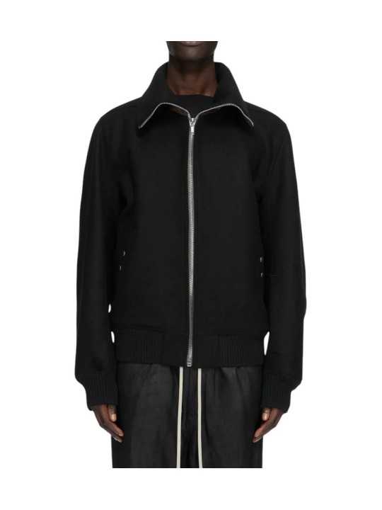 BOMBER ZIPPE COL CHEMINEE DRACUFLIGHT BLACK RICK OWENS HOMME RU02F4751 09 face