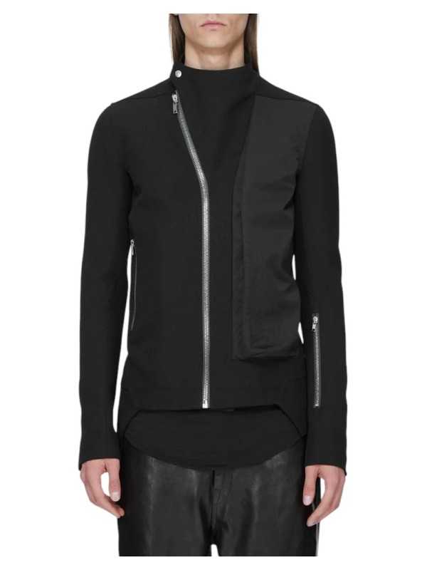 BLOUSON ZIP ASYMETRIQUE RELEASE JKT BLACK RICK OWENS HOMME RU02F4777 09 strasbourg boutique shop mode vêtement face