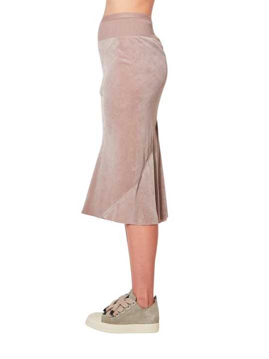 JUPE MIDI VELOURS STRETCH KNEE BIAS SKIRT ROSE RICK OWENS FEMME RP02F5332 V 23 profil