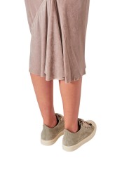 JUPE MIDI VELOURS STRETCH KNEE BIAS SKIRT ROSE RICK OWENS FEMME RP02F5332 V 23 bas